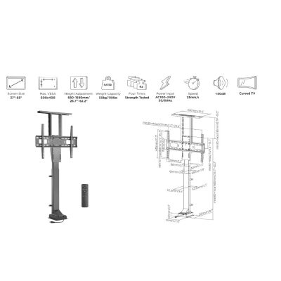 12. LCD-TV-Halterung (motorisiert) – Kunststoff, Aluminium, Stahl – Bildschirmgröße: 94–165,1 cm (37–65 Zoll)
