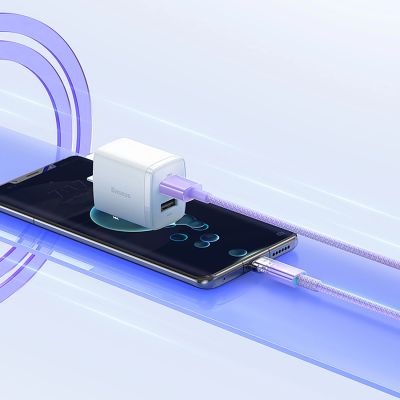 10. Baseus Explorer 100W USB-A-auf-USB-C-Kabel mit intelligentem Temperatursensor, 1 m – Lila