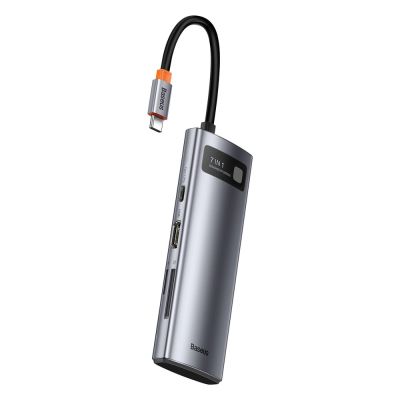 2. Baseus Metal Gleam Series multifunktionaler USB HUB 7in1 Typ C HDMI TF PD Kartenleser grau (WKWG020113)