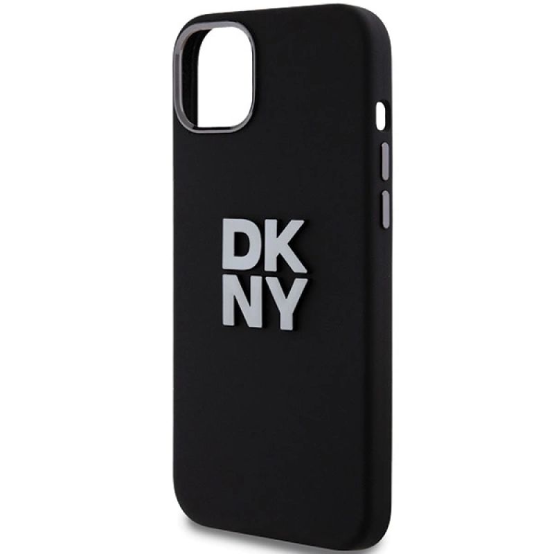 6. DKNY Liquid Silicone Metal Logo Hülle für iPhone 15 Plus / 14 Plus – Schwarz
