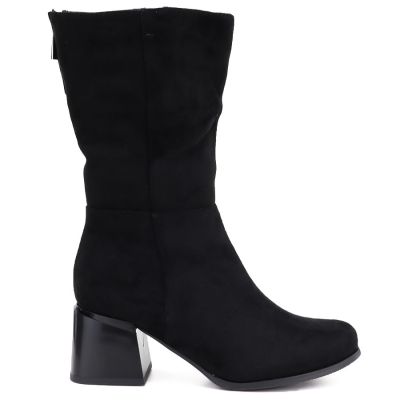 2. Schwarze Damen-Stiefeletten mit kurzem Absatz aus Wildleder, Modell Jezzi ASA269-7