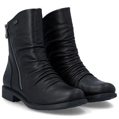 10. Rieker 74853-00 Wasserdichte schwarze Leder-Ankle-Boots für Damen