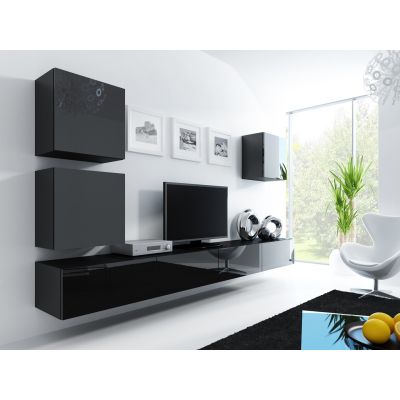 3. VIGO quadratische Vitrine 50/50/30 schwarz/glänzend schwarz