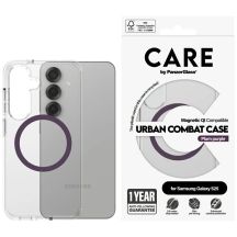 CARE by PanzerGlass Flagship Urban Combat Purple QI-Hülle für Samsung Galaxy S25 – transparent