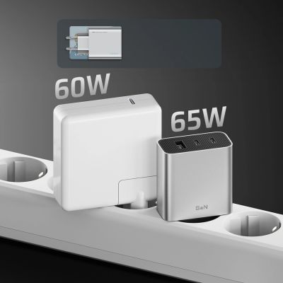 13. Cuktech 65W GaN 2xUSB-C 1xUSB-A Wandladegerät – Grau
