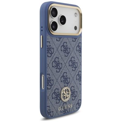 4. Guess 4G Strass Logo MagSafe Schutzhülle für iPhone 18 Pro Max / 17 Pro Max – blau