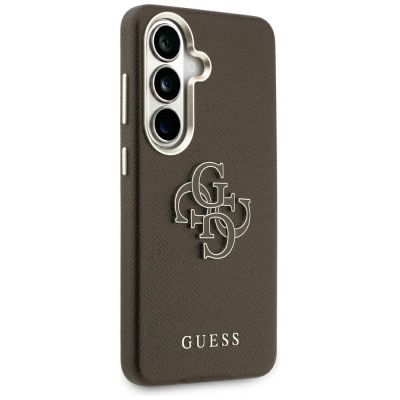 4. Guess Schutzhülle mit genarbtem, großem 4G-Metalllogo für Samsung Galaxy S26 – Braun