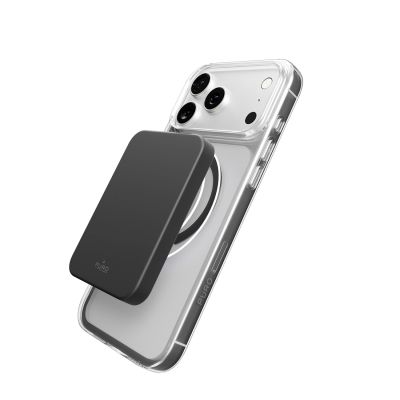 3. Puro Lite Mag TPU+PC Hülle kompatibel mit MagSafe für iPhone 17 Pro - Transparent mit grauem Ring