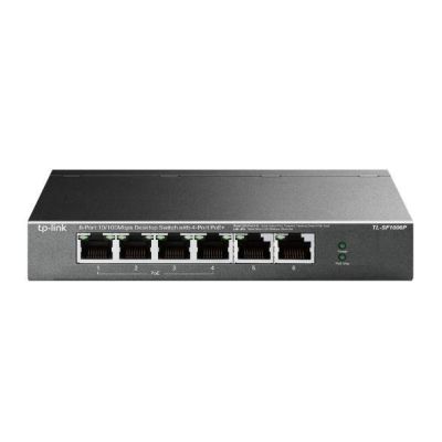 TP-Link TL-SF1006P Netzwerk-Switch, unmanaged Fast Ethernet (10/100), PoE-Unterstützung, Schwarz