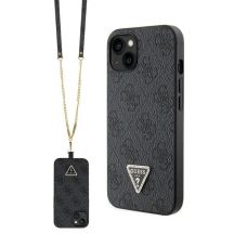 Guess Crossbody 4G Metall-Logo-Hülle für iPhone 13/14/15 – Schwarz