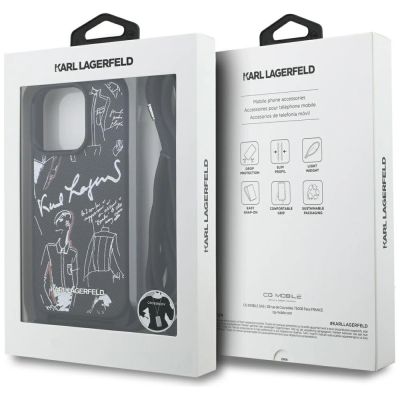 7. Karl Lagerfeld Crossbody-Hülle mit genarbtem Muster und Logo für iPhone 16 Pro Max – Schwarz