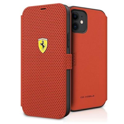 Ferrari FESPEFLBKP12SRE iPhone 12 mini 5.4" rot/rotes Buch On Track Perforated