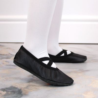 15. Jr Nazo Tanz-Ballettschuhe aus schwarzem Leder mit Gummibändern