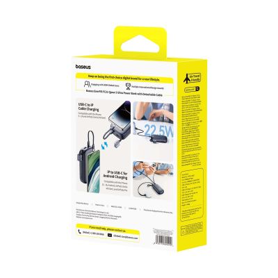 4. Baseus EnerFill FC21 Qpow 3 Ultra 20000mAh 22,5W Powerbank mit Display und Kabel – Schwarz