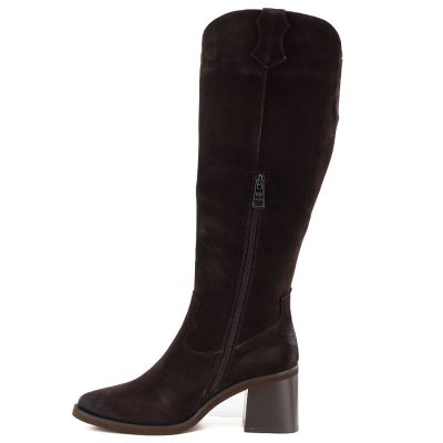 7. Damen-Cowboystiefel aus Leder mit Absatz, Wildleder, braun, Vinceza 133103