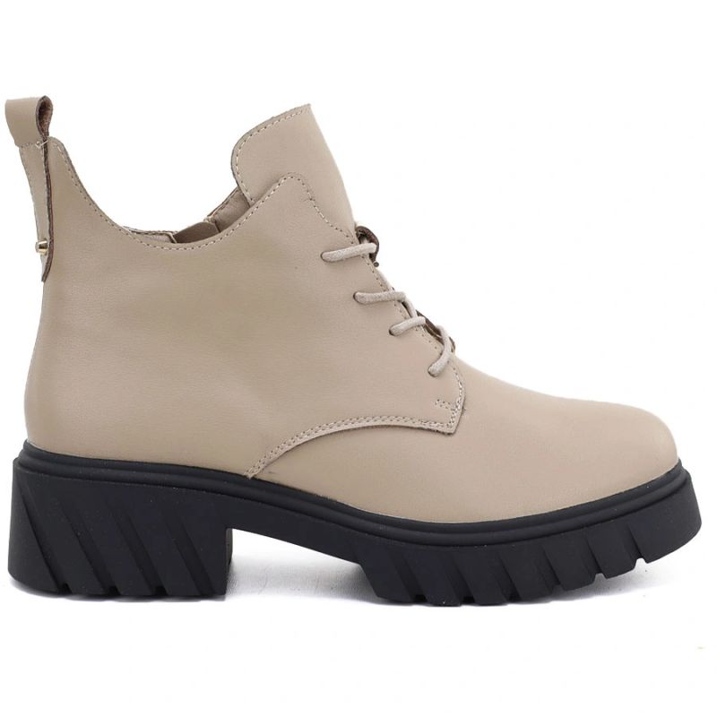6. Beigefarbene Damen-Ankle-Boots aus Leder mit Plateau, Modell M.Daszyński SFY2502-11ac