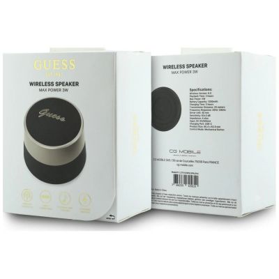 3. Guess 5W Bluetooth-Lautsprecher mit Metalllogo – Schwarz