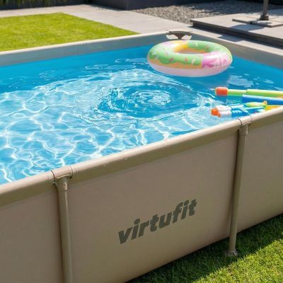 9. VIRTUFIT Rechteckiges Schwimmbecken 260 x 180 cm mit Filterpumpe Beige