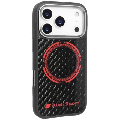 2. Audi RSQ Carbon Fiber Sport Red Circle MagSafe Case für iPhone 17 Pro - Schwarz