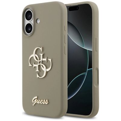 Guess Silikon Big 4G Script Case für iPhone 17 - Braun