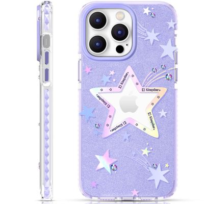 7. Kingxbar Heart Star Series Hülle für iPhone 14 Plus Lila Star Hülle
