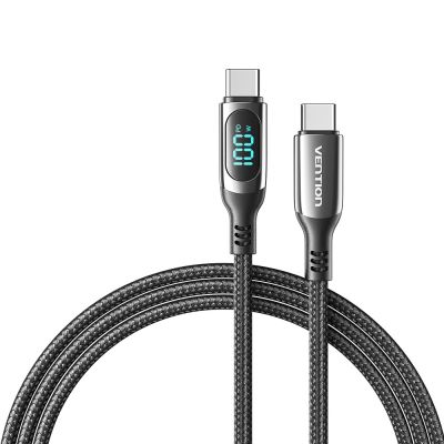 4. USB-C-zu-USB-C-Kabel Vention USB 2.0 5A, 1,2 m, mit Display, Schwarz