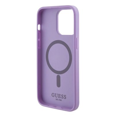 7. Guess Saffiano MagSafe Hülle für iPhone 15 Pro – Lila