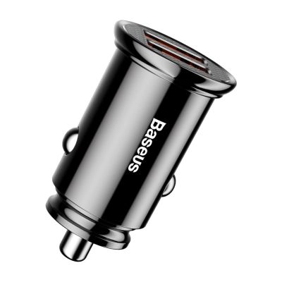 4. Baseus Circular Smart Mini Auto Ladegerät Autoadapter 2x USB QC3.0 Quick Charge 3.0 SCP AFC 30W schwarz (CCALL-YD01)