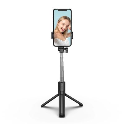 3. Selfie-Stick WHS1Y Teleskopstativ 1 m mit Telefonhalter – Schwarz
