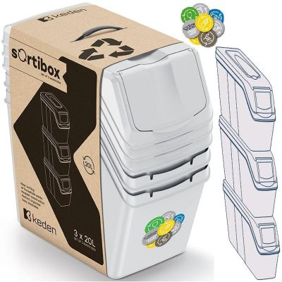 Mülltonnen 20 l Sortierbox-Set 3-teilig, grau