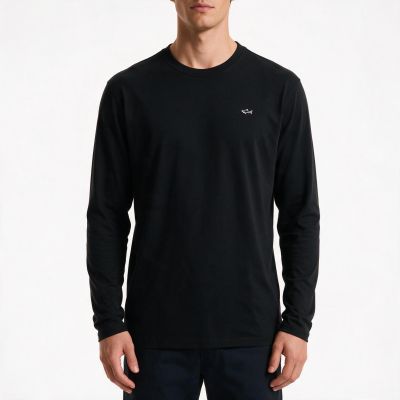7. Paul&Shark Herren-T-Shirt aus Baumwolle, Schwarz, 99311006-11 – Klassischer Schnitt, Logo