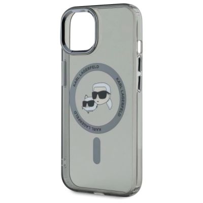 6. Karl Lagerfeld KLHMP15SHLSKCK iPhone 15 6,1" schwarz/schwarzes Hardcase IML Metal Karl&Choupette Head MagSafe