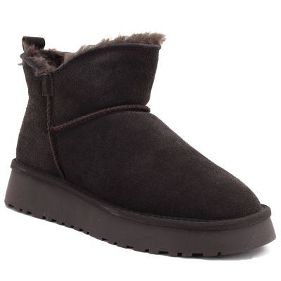 2. Damen-Lederstiefeletten, braune Plateau-Schneestiefel, Vinceza 97961