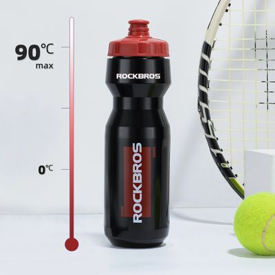 8. Rockbros 750 ml Fahrradflasche – Transparent Schwarz mit rotem Mundstück