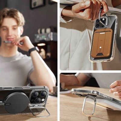 2. ESR Classic Hybrid Kickstand Halolock MagSafe Hüllenset mit Ständer + gehärtetem Glas für iPhone 16 Pro – transparent