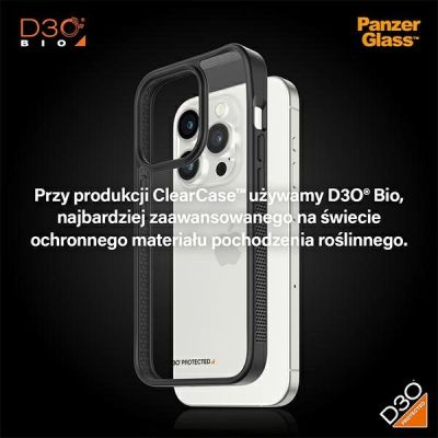 8. Militärzertifizierte PanzerGlass ClearCase iPhone 15 Pro Hülle – Transparent und Schwarz