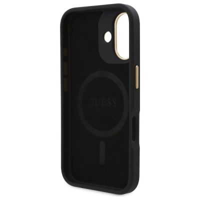 7. Guess 4G Logo Plate MagSafe Hülle für iPhone 16 - Schwarz