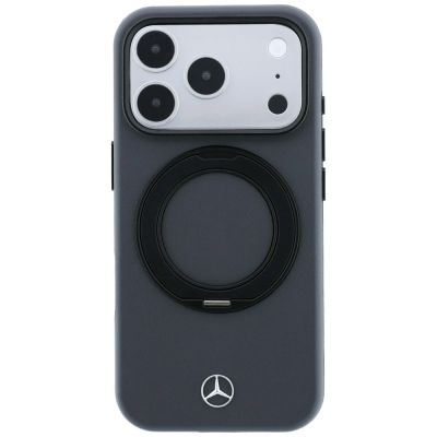 3. Mercedes Lederhülle mit Ringständer und MagSafe-Funktion für iPhone 18 Pro / 17 Pro – Dunkelgrau