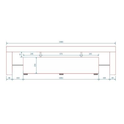 2. TORO 158 TV-Schrank, grau/grau glänzend
