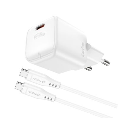 2. Acefast A73 Mini PD 20W GaN-Wandladegerät + USB-C-Kabel – Weiß