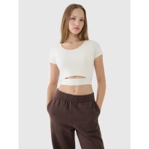 Damen Crop Top schlichtes T-Shirt 4F 4FRSS25TTSHF2695-11S