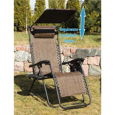 23. Faltbarer Gartenstuhl mit Sonnendach 173 x 52/65 x 110 cm, braun
