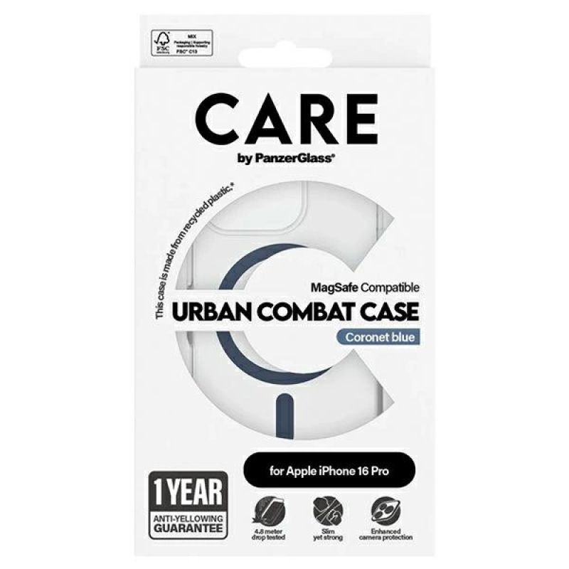4. CARE by PanzerGlass Flagship Case mit MagSafe für iPhone 16 Pro – Blau