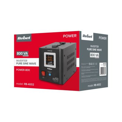 2. Rebel POWER-800 Notstromversorgung – Sinuswellenwandler mit Ladefunktion, 12 V/230 V, 800 VA/500 W