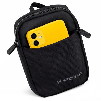 5. Wozinsky WMS-W1 Mini-Schultertasche, wasserdicht, zwei Fächer, für Unisex-Handys – Schwarz