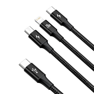 2. Baseus Rapid Series 3in1 USB-C – USB-C/ Lightning /Micro-USB-Kabel 20 W PD 1,5 m – Schwarz