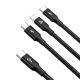 2. Baseus Rapid Series 3in1 USB-C – USB-C/ Lightning /Micro-USB-Kabel 20 W PD 1,5 m – Schwarz