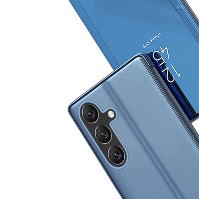 6. Clear View Case Hülle für Samsung Galaxy A24 4G Flip Cover blau