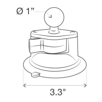 12. RAM Mount Twist-Lock™ Saugnapf für Windschutzscheibe/Armaturenbrett mit Kopf der Größe B RAM-B-224-1U