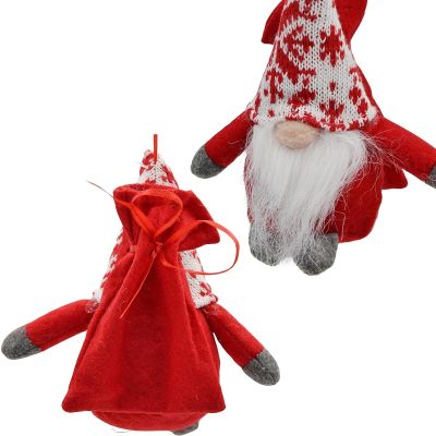 8. Dekorativer Weihnachtsmann mit Geschenktüte, 15 cm, rot